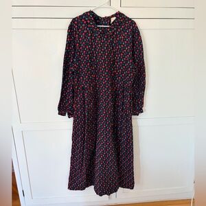 Hannah Anderson Cotton Black Pink Blue Floral Long Sleeve Maxi Dress Size XL